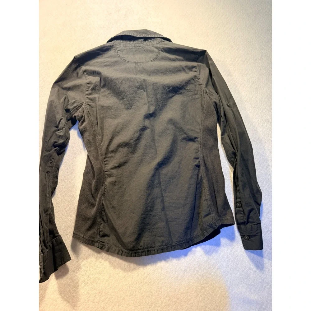 Converse One Star Womens Black Button Down Shirt Ribbed Side Panels Size M - Picture 2 of 7